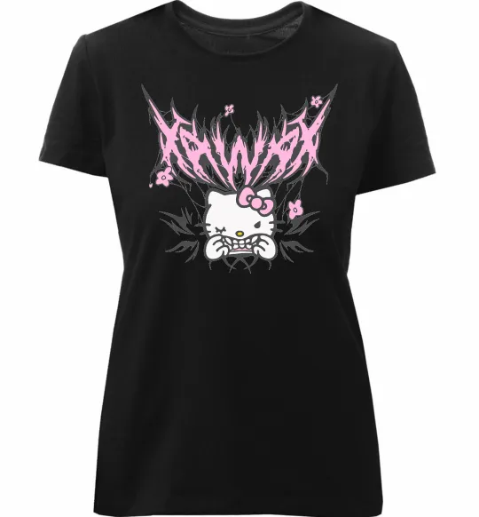 Женская премиум футболка Y2K Kitty Черный фото