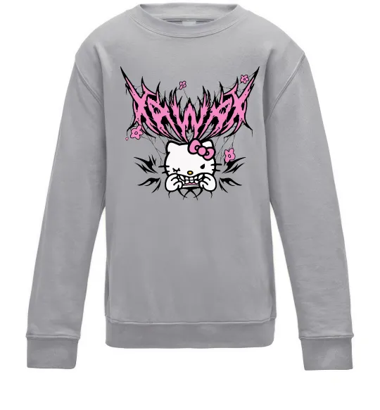 Детский Свитшот Y2K Kitty Серый меланж фото