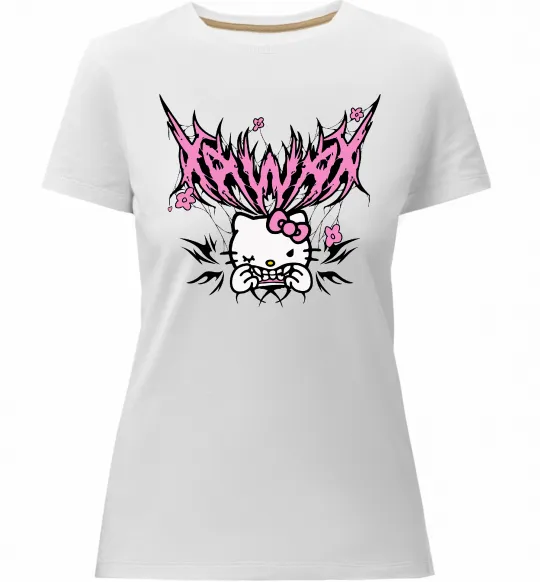 Женская премиум футболка Y2K Kitty Белый фото