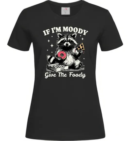 Женская футболка Give me foody Черный фото