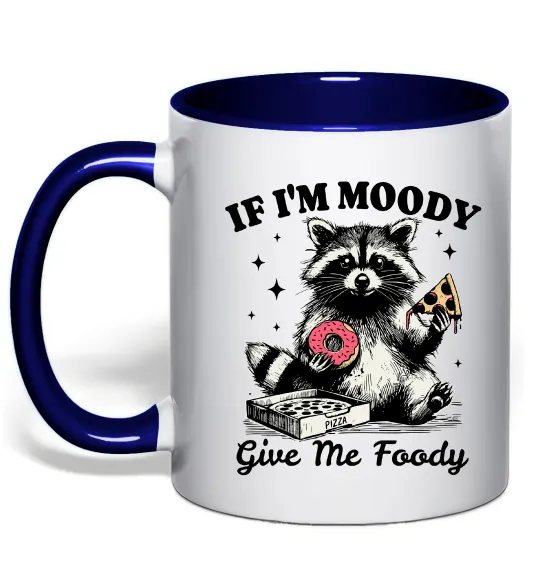 Чашка с цветной ручкой Give me foody Глубокий темно-синий фото