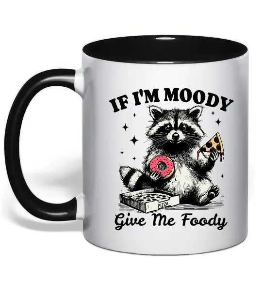 Чашка с цветной ручкой Give me foody Черный фото