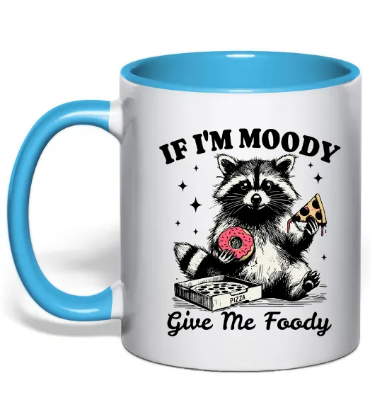 Чашка с цветной ручкой Give me foody Голубой фото