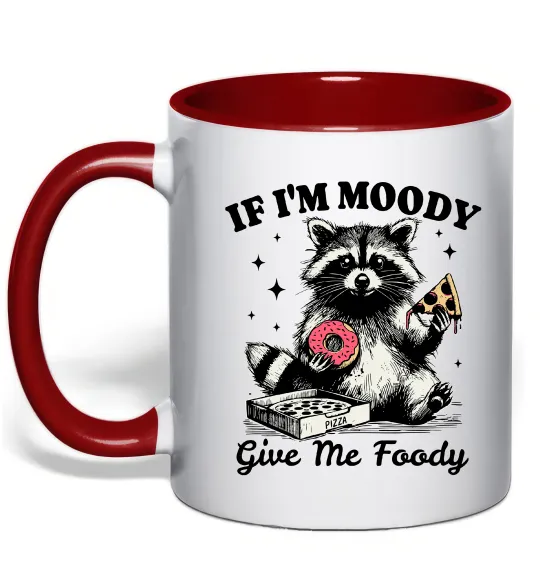 Чашка с цветной ручкой Give me foody Красный фото