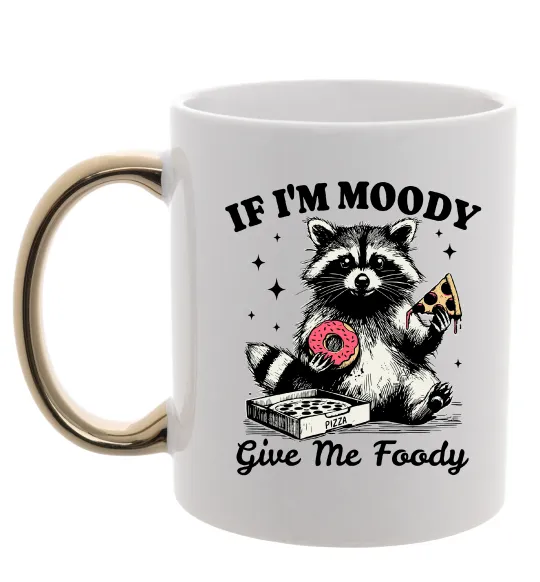 Чашка с цветной ручкой Give me foody Золото фото