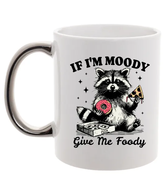 Чашка с цветной ручкой Give me foody Серебро фото