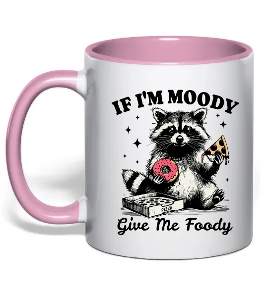 Чашка с цветной ручкой Give me foody Нежно розовый фото