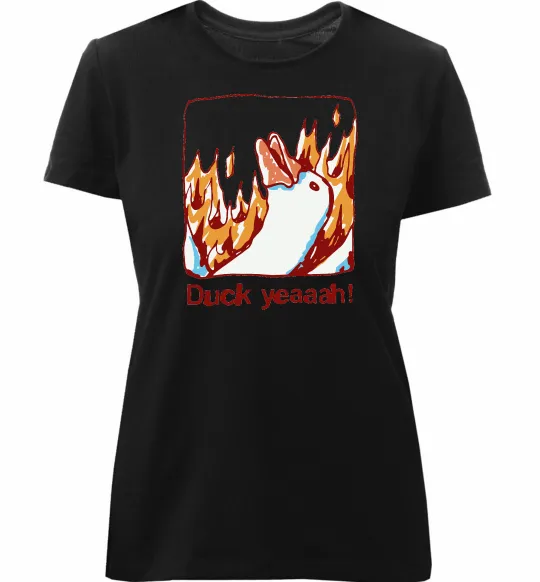 Жіноча преміум футболка Duck yeah Чорний фото