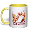 Чашка з кольоровою ручкою Duck yeah Лимонний фото