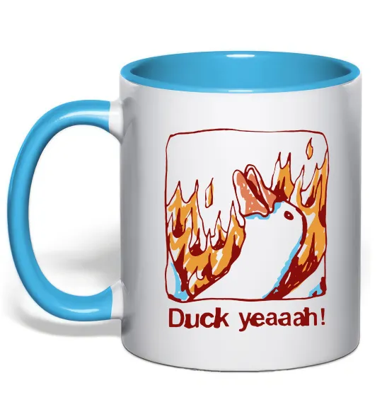 Чашка з кольоровою ручкою Duck yeah Блакитний фото