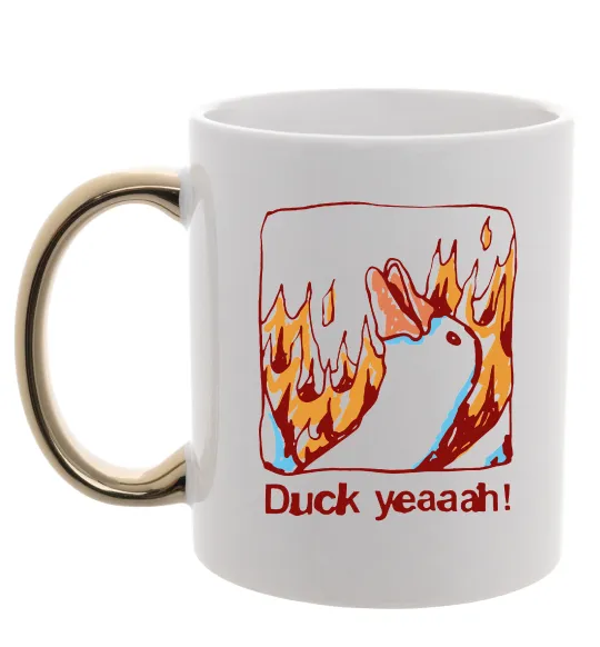 Чашка з кольоровою ручкою Duck yeah Золото фото