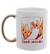 Чашка з кольоровою ручкою Duck yeah Золото фото