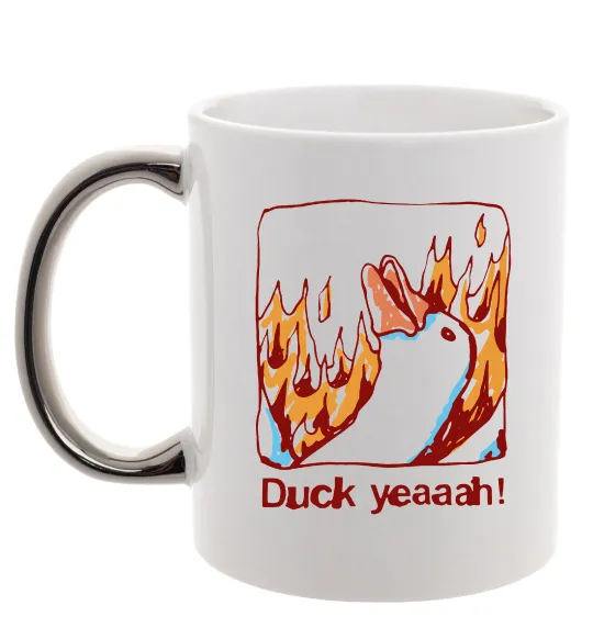Чашка з кольоровою ручкою Duck yeah Срібло фото