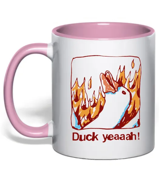 Чашка з кольоровою ручкою Duck yeah Ніжно рожевий фото