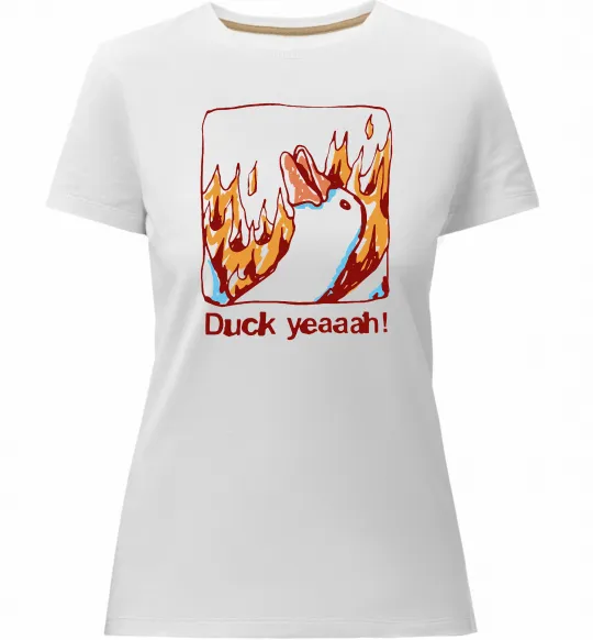 Жіноча преміум футболка Duck yeah Білий фото