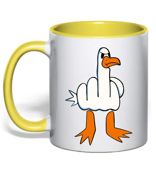 Чашка с цветной ручкой F(D)uck Лимонный фото