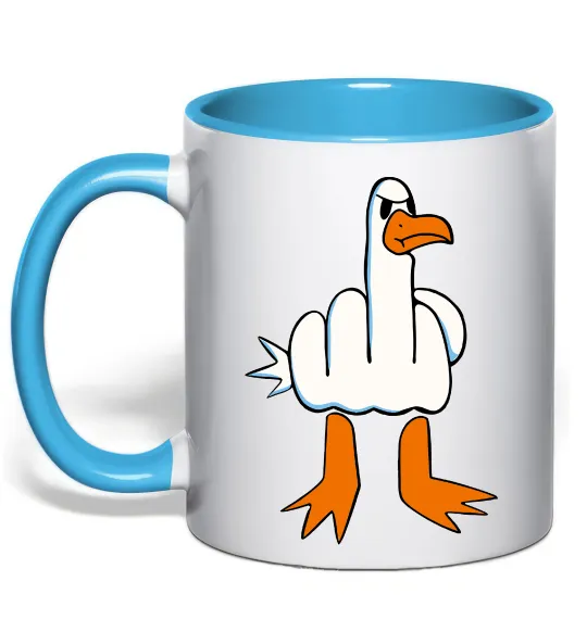 Чашка с цветной ручкой F(D)uck Голубой фото