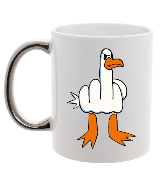 Чашка с цветной ручкой F(D)uck Серебро фото