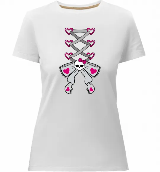 Женская премиум футболка Рожевий корсет Белый фото