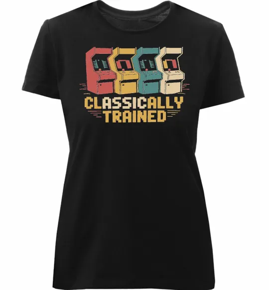 Женская премиум футболка Retro games Черный фото