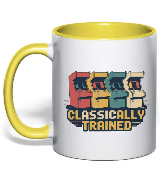 Чашка з кольоровою ручкою Retro games Лимонний фото