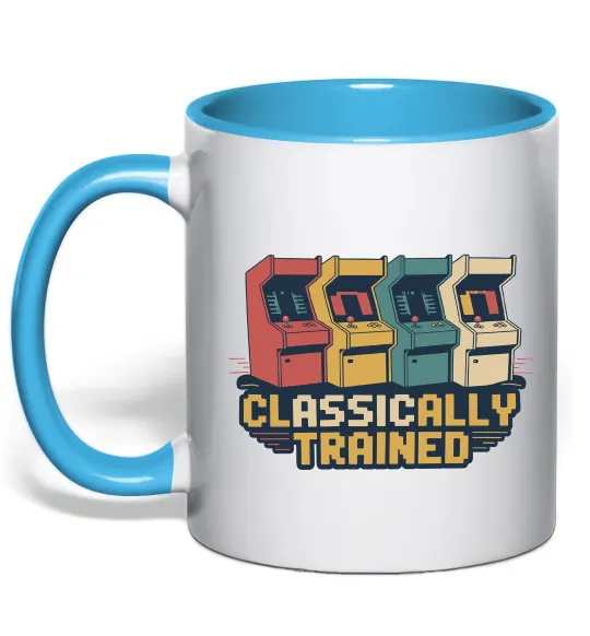 Чашка з кольоровою ручкою Retro games Блакитний фото