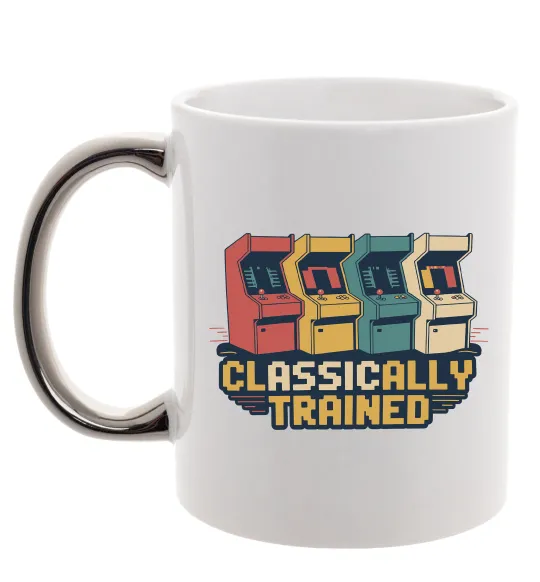 Чашка з кольоровою ручкою Retro games Срібло фото