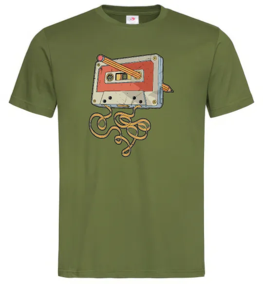 Мужская футболка Касета з олівцем Оливковый фото