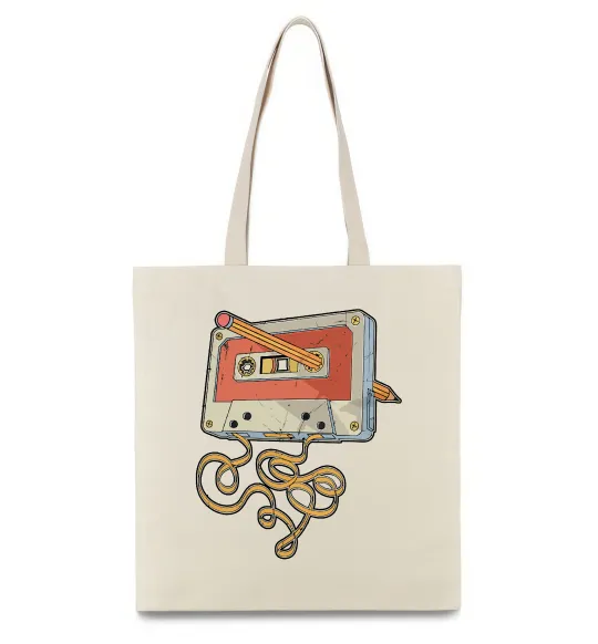 Еко-сумка Касета з олівцем Бежевий фото