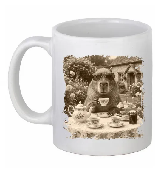 Чашка керамическая Капібара з чаєм Белый фото