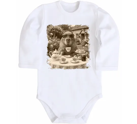 Детский боди Капібара з чаєм Белый фото