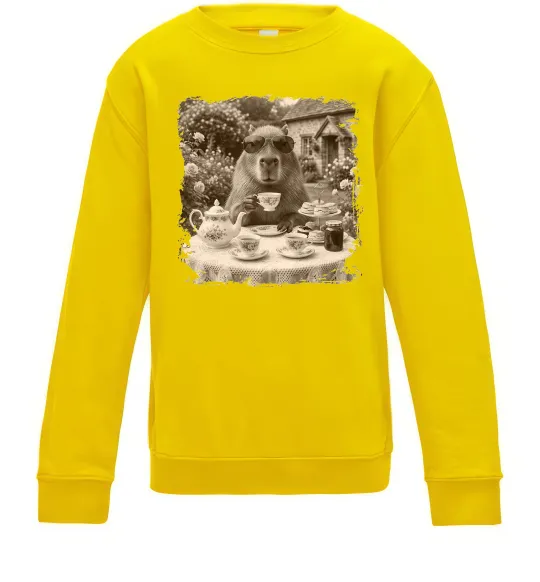 Детский Свитшот Капібара з чаєм Солнечно желтый фото
