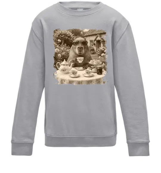 Детский Свитшот Капібара з чаєм Серый меланж фото