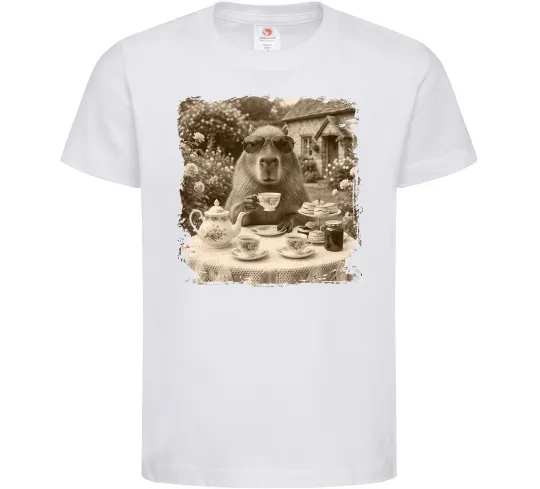Детская футболка Капібара з чаєм Белый фото
