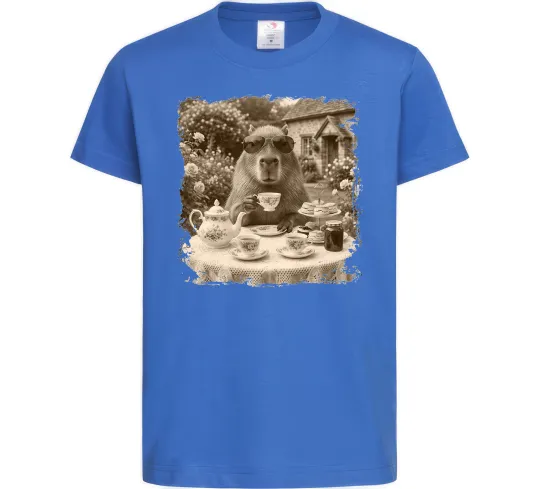 Детская футболка Капібара з чаєм Ярко-синий фото