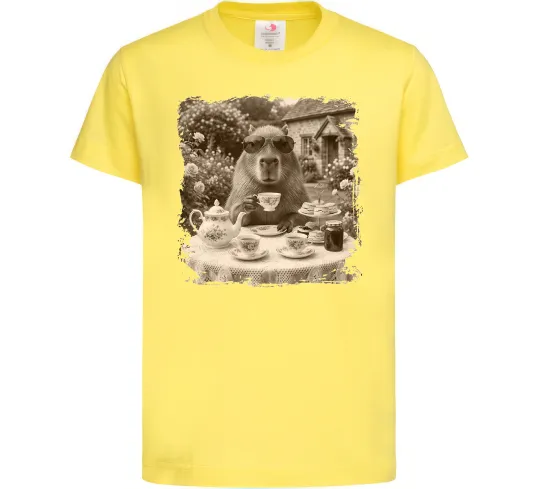 Детская футболка Капібара з чаєм Лимонный фото