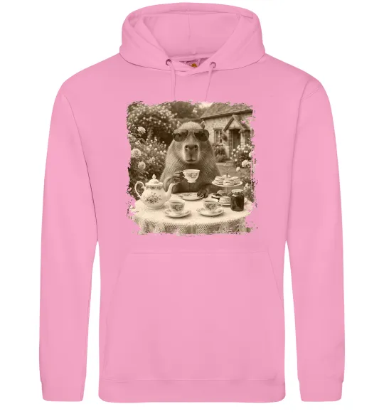 Женская толстовка (худи) Капібара з чаєм Розовый фото