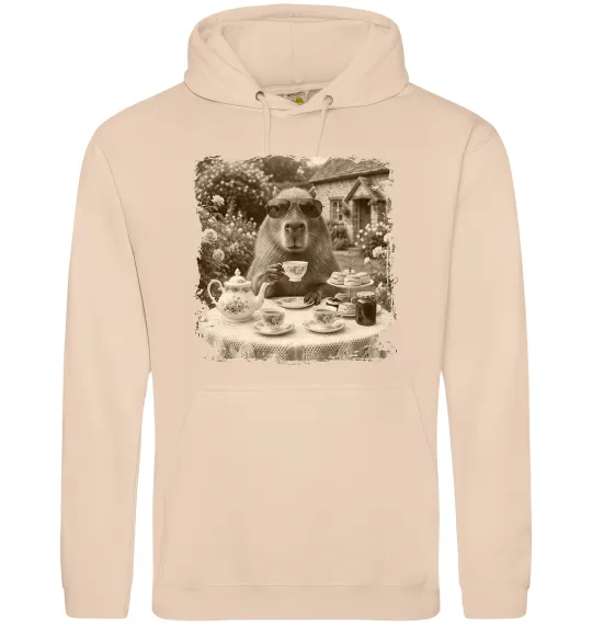 Женская толстовка (худи) Капібара з чаєм Песочный фото