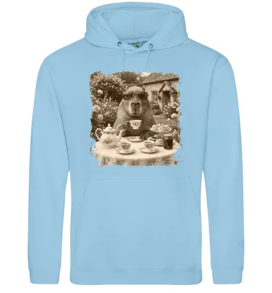 Женская толстовка (худи) Капібара з чаєм Голубой фото