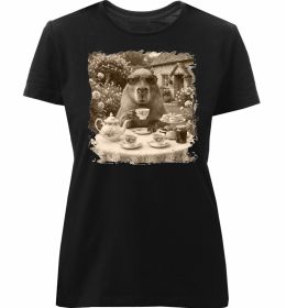 Жіноча преміум футболка Капібара з чаєм