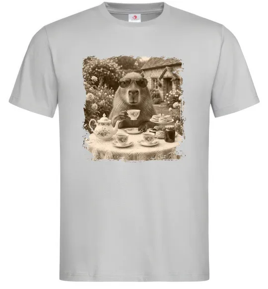 Мужская футболка Капібара з чаєм Серый фото