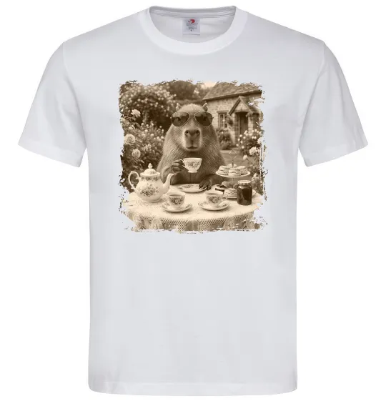 Мужская футболка Капібара з чаєм Белый фото