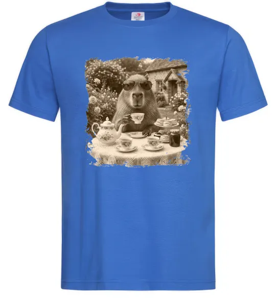 Мужская футболка Капібара з чаєм Ярко-синий фото
