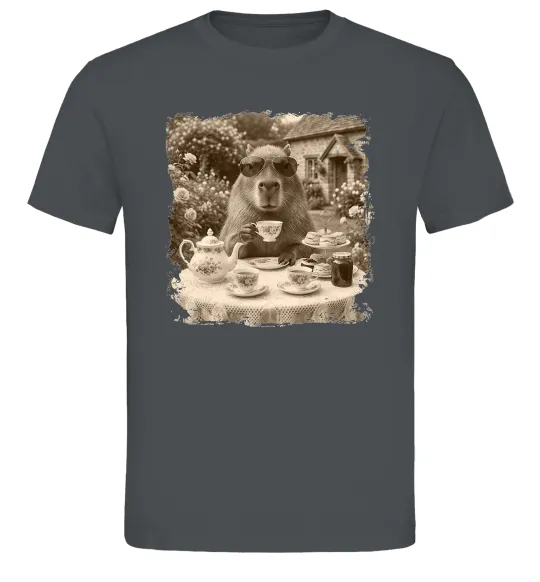 Мужская футболка Капібара з чаєм Графит фото