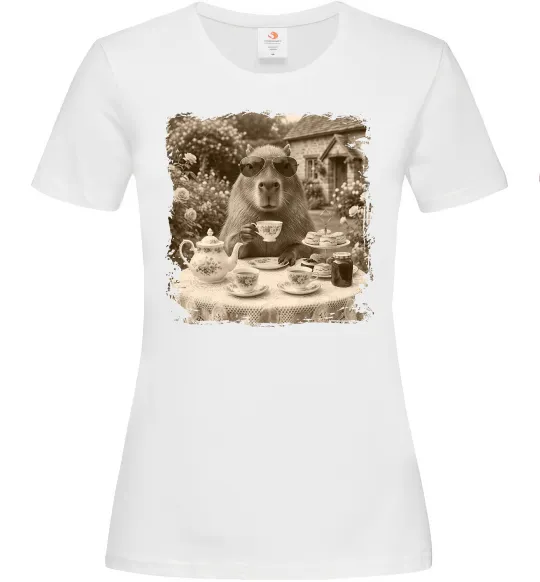 Женская футболка Капібара з чаєм Белый фото