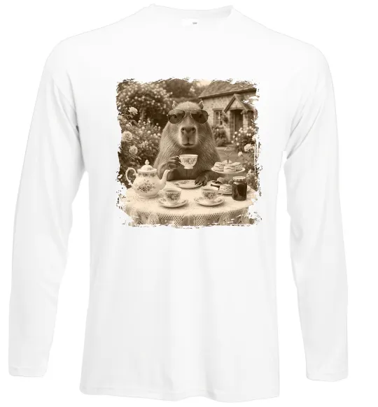 Лонгслив Капібара з чаєм Белый фото