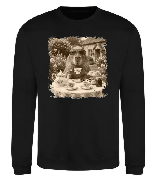 Свитшот Капібара з чаєм Черный фото
