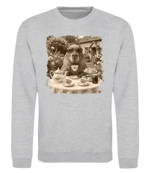 Свитшот Капібара з чаєм Серый меланж фото