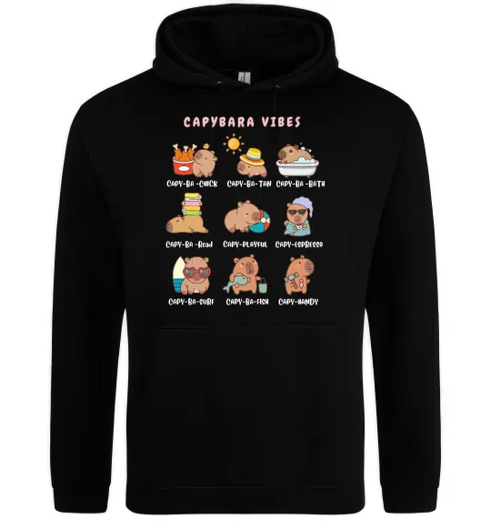 Женская толстовка (худи) Capybara vibes Черный фото