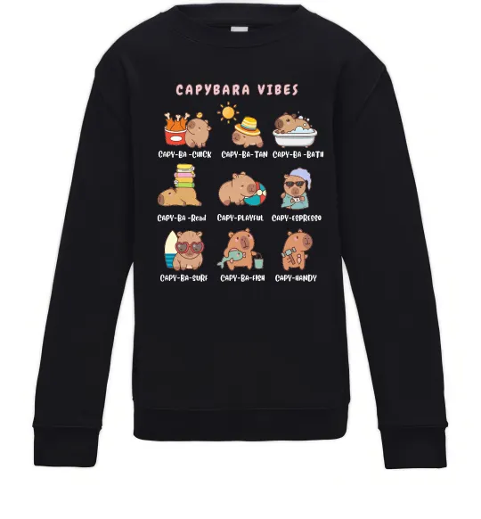 Детский Свитшот Capybara vibes Черный фото